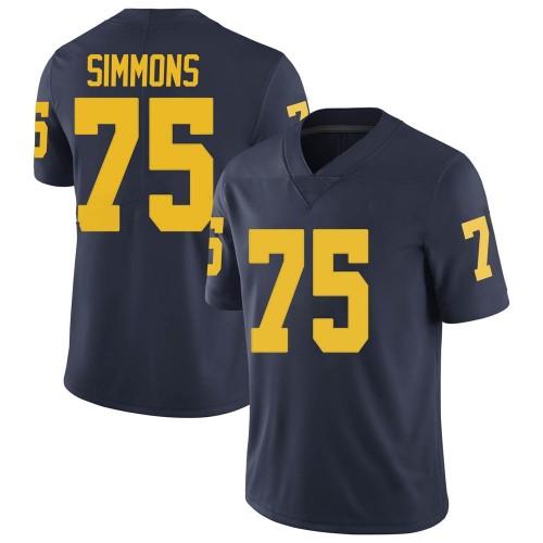 Peter Simmons Michigan Wolverines Men's NCAA #75 Navy Limited Brand Jordan College Stitched Football Jersey XWI1354MV